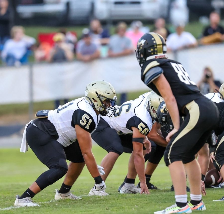Jeremy Graves (#51) on the field against Lookout Valley