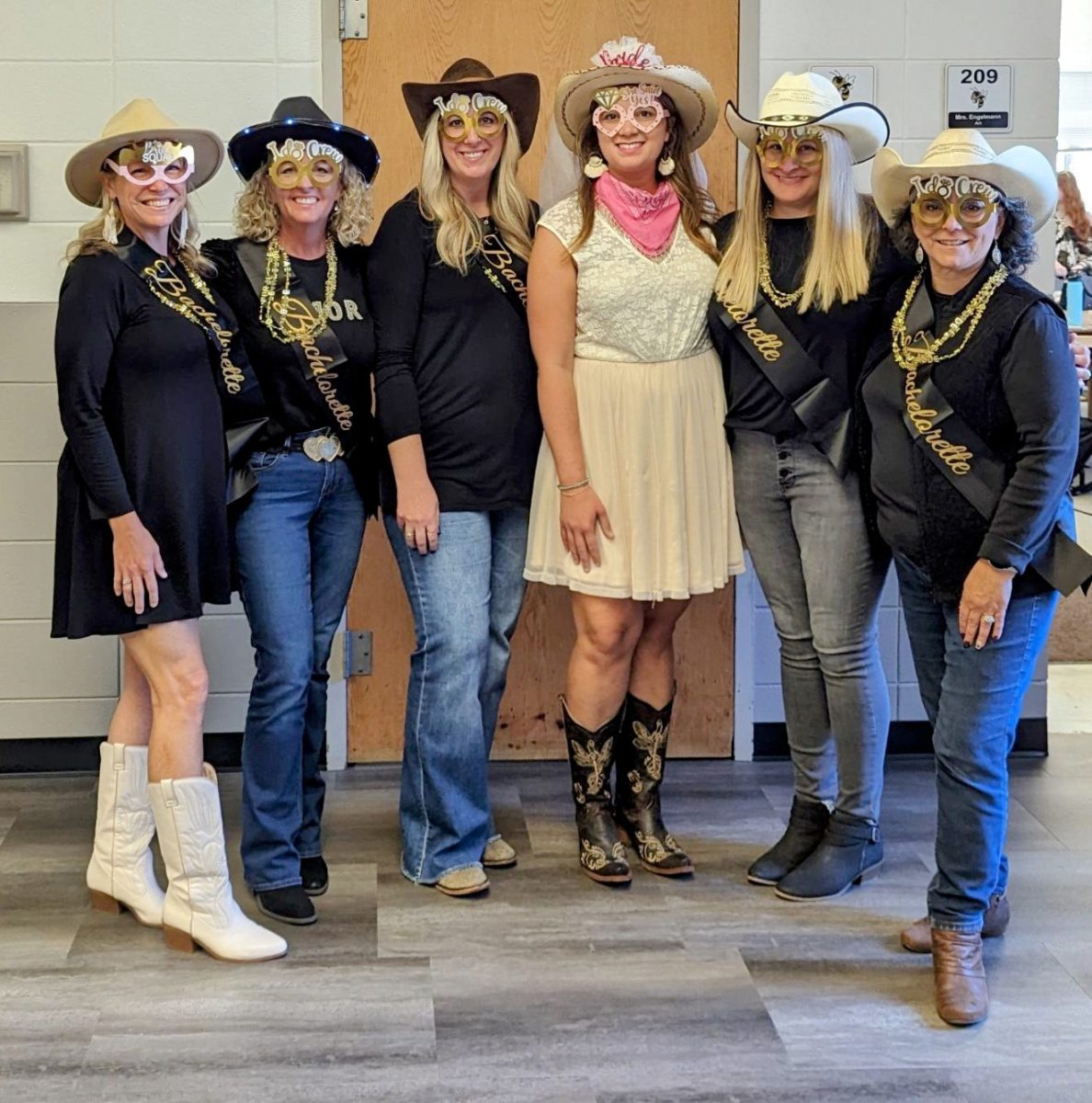 HHS Faculty  Members Dressed as a Nashville Bachelorette Squad on Tacky Tourist Day